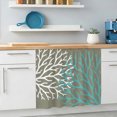 thumbnail image 5 of Coastal Corals Small Sink Skirt, Bathroom Vanity Cabinet Adhesive Curtain, Turquoise White Ocean Life Sage Green Art Utility Under Sink Cover Decorative Kitchen Cabinet Curtains 10"x11", 5 of 8