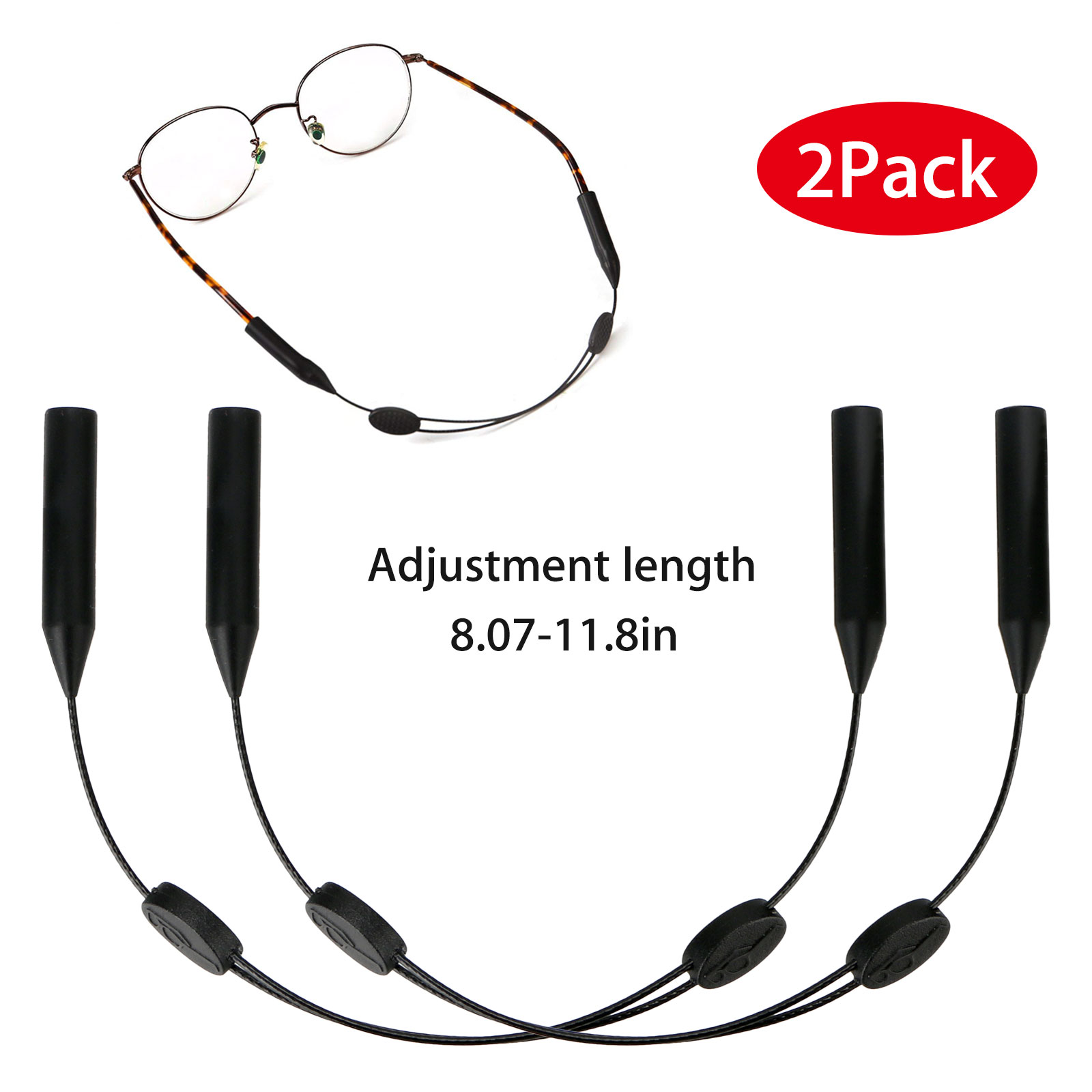 2Pack Eyeglasses Strap Adjustable Eyewear Lanyard Sports Eyeglasses AntiSlip Neck Hooks