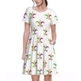 thumbnail image 1 of Fotbe Mardi Gras Carnival1 Vestido Largo de Moda para Mujer, Vestido Tipo Camiseta con Manga Corta y Estilo Casual a Rayas y Bloques de Color, 1 of 6