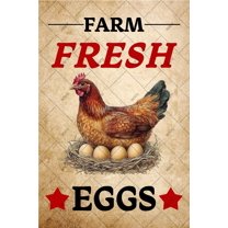 Noete Eggs Sign Vintage Farm Fresh Chicken Hen Rooster Metal Tin Sign for Country Kitchen, Barn, Market Decor Rustic Wall Art 8x12 Inch