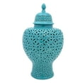 thumbnail image 2 of Red Lantern 25" Carved Temple Jar - Turquoise, 2 of 7