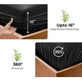 thumbnail image 6 of Royale Linen Bamboo Viscose Fitted Sheet Full Only Cooling Full Size Fitted Sheets Deep Pocket Up to 16" Organic Viscose Derived from Bamboo - Breathable & Silky Bottom Sheet (54x75 Inch, Black), 6 of 9