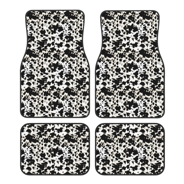 Fotbe Cow Skin 1 Juego de 4 Tapetes para Auto con Estampado – Alfombrillas de Goma Reforzada, Diseño Antideslizante, Protección para Todo el Año – Vehículos, Autos, Camionetas y SUVs
