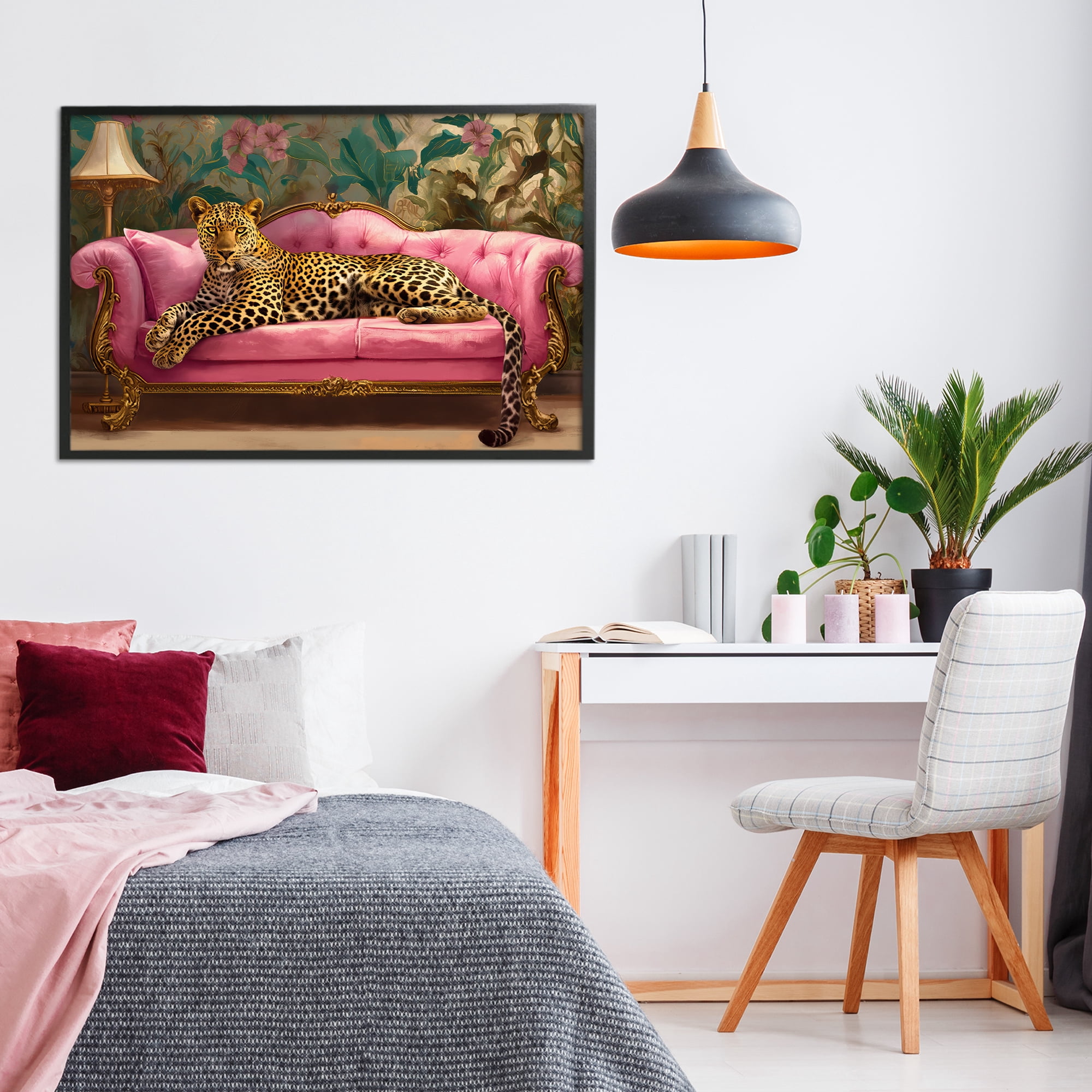 Stupell Industries Exotic Lounging Leopard Black Framed Giclee Art, design by Tina LeCour