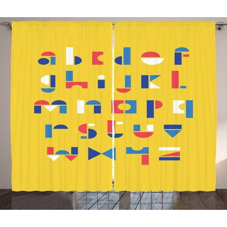 Alphabet Curtains 2 Panels Set Colored Geometric Small Letters Kids School Elementary Abc Nursery Window D For Living Room Bedroom 108w X 63l Alphabet Curtains 2 Panels Set Colored Geometric Small Letters Kids School Elementary Abc Nursery Window D For Living Room Bedroom 108w X 63l