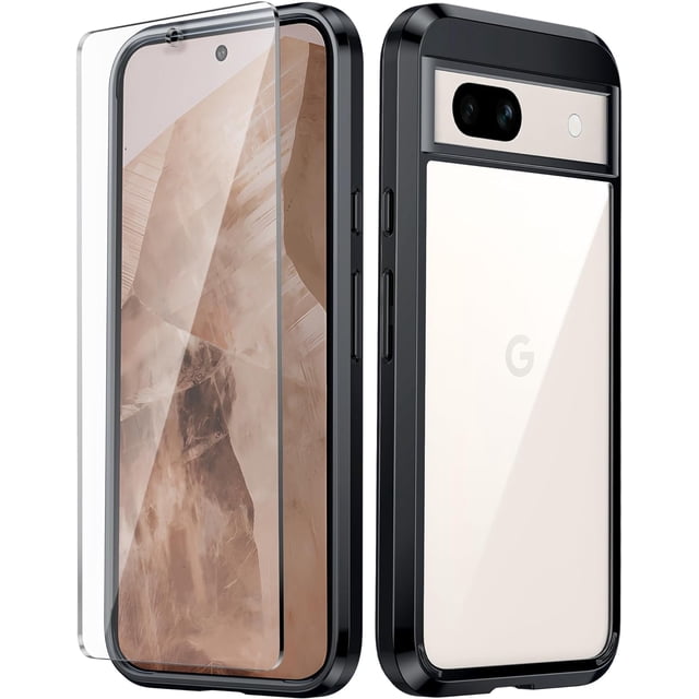 KOMI for Google Pixel 8A Case: Support Magnetic Charging Frosted Translucent Back Protective Phone Cover - Matte Military Grade Full Protection Drop Proof Shockproof Tough Cases - 6.1 inch (Black)