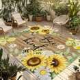 thumbnail image 2 of Outdoor Rug 3x5 ft Sunflower Bee Kind Outdoor Large Area Rug Non Slip Watercolor Floral Green Leaves Brown Wood Front Door Mat RV Rug Carpet Patio Outdoor Rugs for Backyard Balcony Deck Porch Indoor, 2 of 9