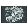 thumbnail image 1 of Zodiac Cutting Board, Head Shape of Astrological Leo Portrait Swirling Flower Branches Image Print, Decorative Tempered Glass Cutting and Serving Board, Large Size, Blue Grey, by Ambesonne, 1 of 1