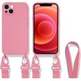 thumbnail image 1 of HAHDAXIA Crossbody Lanyard Case Compatible with iPhone\u200211 Pro, Lens Protection Soft Silicone Shockproof Protector Case with Adjustable Shoulder Strap Removable Neck Strap (Pink, iPhone 1, 1 of 7