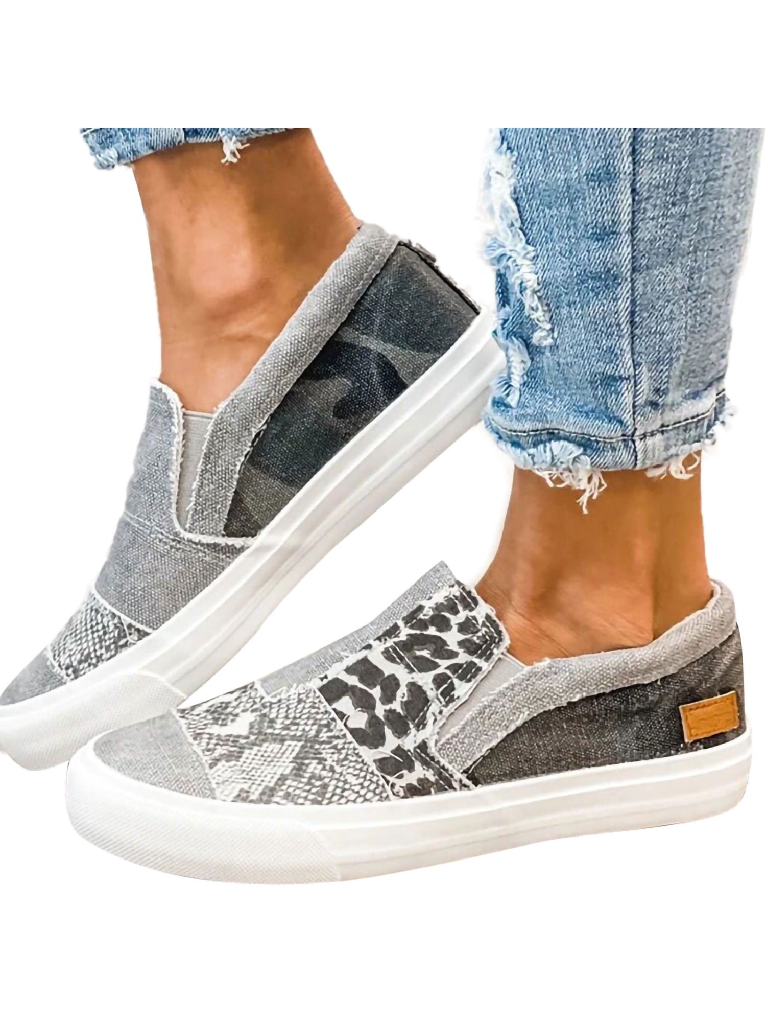 Women  Hidden Heel Canvas comfort Loafers Sneakers Plimsolls Shoes Platform Chic