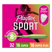 Playtex Sport Tampons, Unscented, Super/Super Plus Absorbency, 32 Count