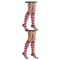 thumbnail image 3 of Sonducket 1 par de calcetines a rayas hasta la rodilla con corazón cálido, medias de moda fáciles de combinar para disfraz de fiesta, rayas rojas y rayas blancas rojas 2piezas Sonducket CBP289145, 3 of 6
