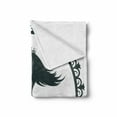 thumbnail image 2 of Mermaid Soft Flannel Fleece Throw Blanket, Vintage Graphic Illustration of a Framed Princess Girl Crown and Fish, Cozy Plush for Indoor and Outdoor Use, 50" x 60", Black White, by Ambesonne, 2 of 6