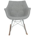 thumbnail image 3 of Modern Upholstered Rocking Chair – Small Accent Chair for Nursery, Kids, or Living Room | Nursing Chair with Curved Back & Wood Rocker Legs, Grey, 3 of 7