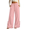 thumbnail image 2 of VBVC Women's Wide Leg Ruffle Hem Sweatpants , Drawstring Stretchy Trousers For Women , Ladies' Casual Lounge Pants with Pockets, S-2XL, 2 of 6
