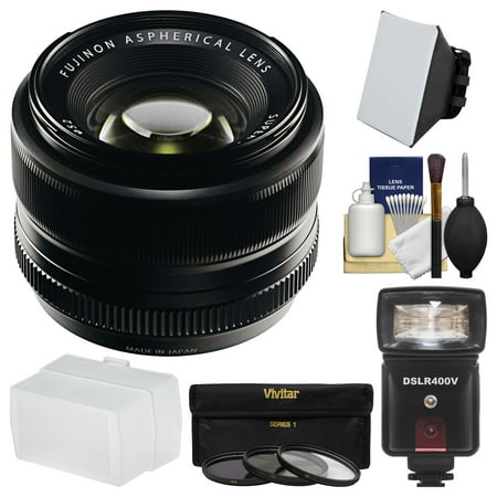 Fujifilm 35mm f/1.4 XF R Lens with Flash + Soft Box + Diffuser + 3 UV/CPL/ND8 Filters + Kit for X-A2, X-E2, X-E2s, X-M1, X-T1, X-T10, X-Pro2