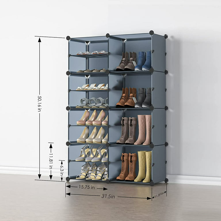XIHAMA 8-Tier Big Size Metal Shoe Rack, Sturdy Shelf Organizer for  Entryway,Garage, Bedroom,Closet,Holds 26-32 Pairs of Shoes,with 2 Pack Side  Hooks