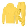 thumbnail image 6 of Hearthz Fleece Zip Up Men's Sweatshirt Suit 2 Piece Outfit Oversized Hoodie Jacket Sweatsuits Pants Fall Winter Warm Athletic Sweat Suits Men Yellow XXXL, 6 of 8
