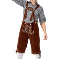 thumbnail image 2 of SWSMCLT Men's Oktoberfest Lederhosen Shorts with Suspenders Traditional Bavarian Costume Beer Festival Peasant Outfit Brown Large, 2 of 5