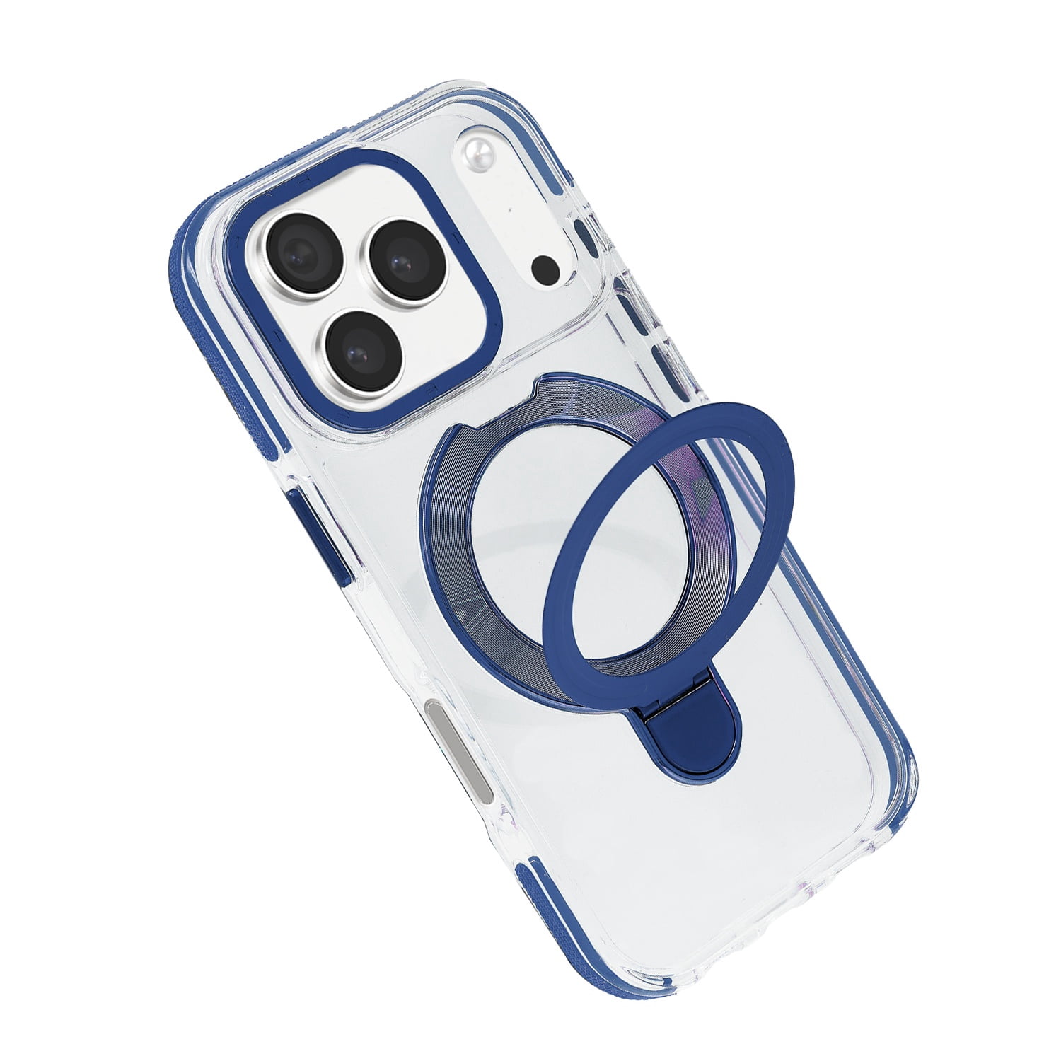 Clear Protective Case with Wireless Charging and Kickstand for iPhone 17 Pro Max - Blue