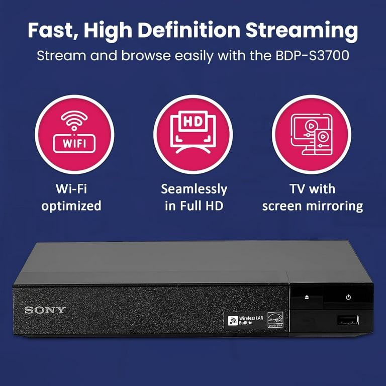 Sony 4k Blu Ray DVD Player for TV with Wi-Fi 4K Ultra HD Blueray/DVD Player  for 3D Streaming Dolby Digital Sony BDP-S6700 Combo Includes Remote NeeGo