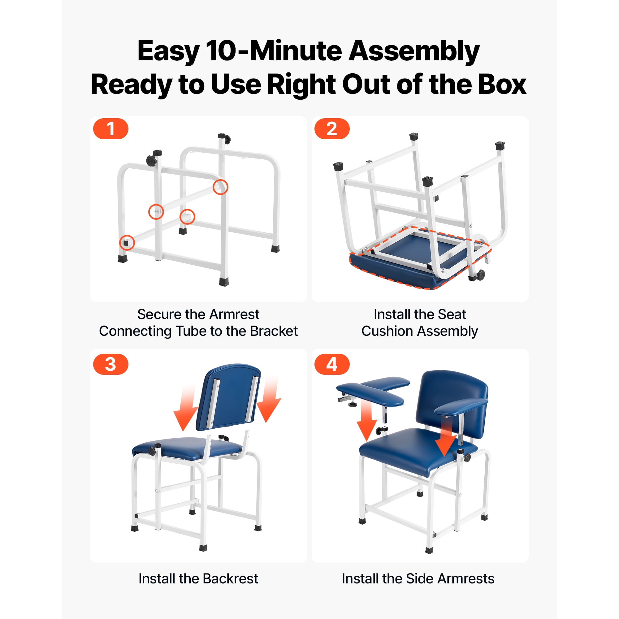 KFFKFF Phlebotomy Chair with 500 lbs Capacity, Adjustable Armrests, Soft Padded Seat, and Easy-to-Clean PVC Leather for Medical Use in Hospitals and Clinics