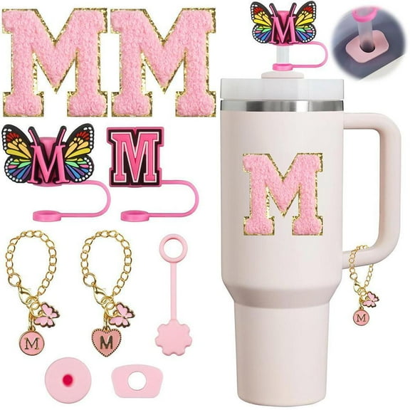 1Set For Cup Accessories A-Z Letter Butterfly Straw Cover * Topper