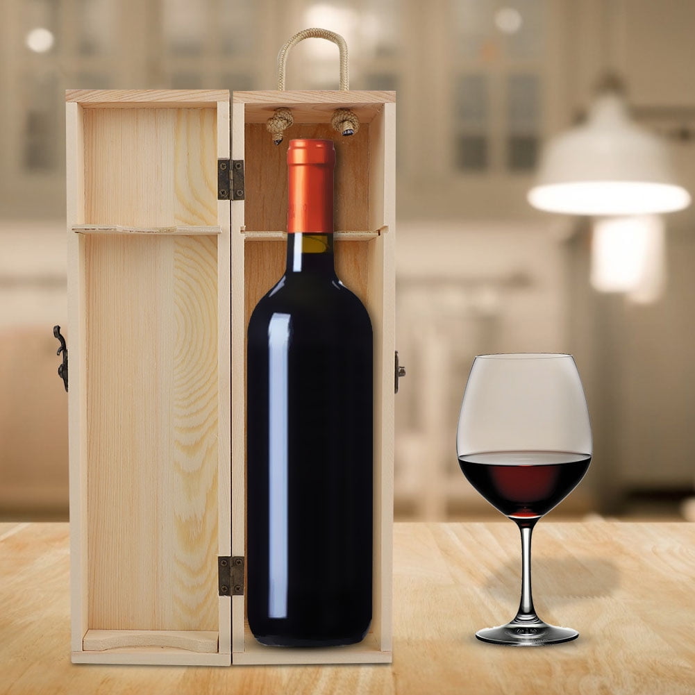 Tebru Single Bottle Red Wine Box Wooden Wine Packing Box Carries Holder Gift Wood Wine Box Walmart Com Walmart Com