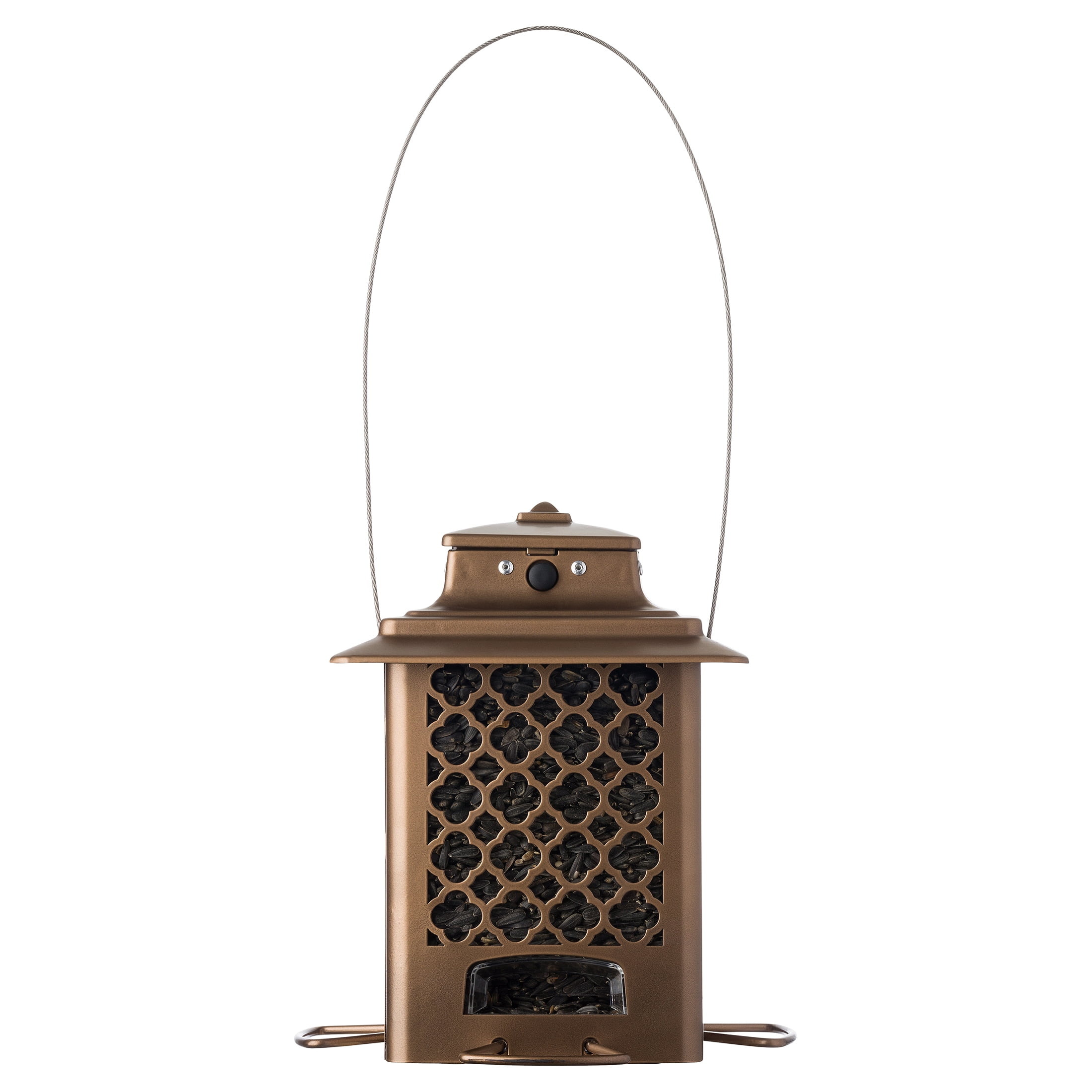 More Birds Bronze Metal Hopper Sunflower Bird Feeder, 3.6 lb Capacity
