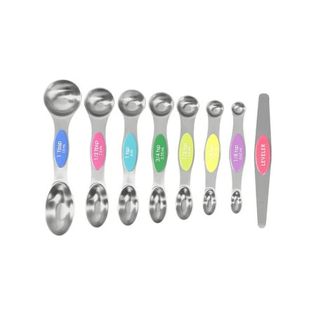 

Magnetic Measuring Spoons Set Dual Sided Measuring Scoop with Leveler Stainless Steel Measuring Spoons Kitchen Utensils Gadgets for Dry or Liquid Food