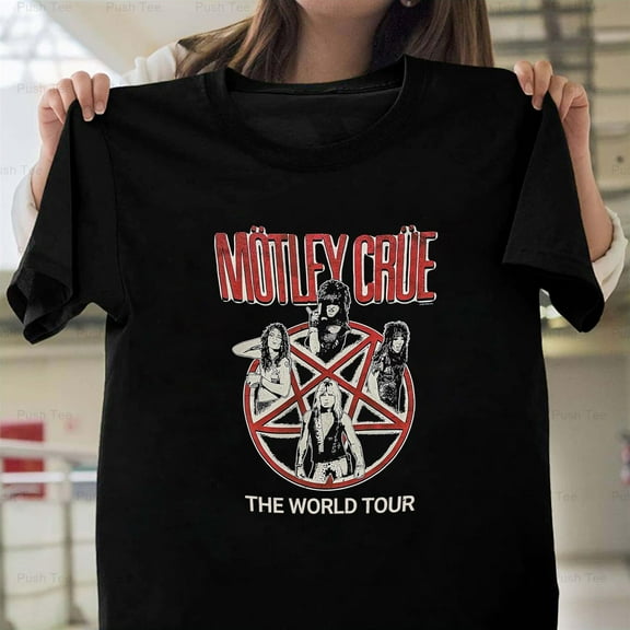 Mötley Crüe Vintage World Tour 80s Glam Metal Rock Band T-Shirt , up to 5XL