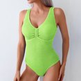 thumbnail image 2 of UTSJKR Women One Piece Swimsuit Trendy Casual Summer Solid Ribbed Monokini Swimwear Classic V Neck Low Back Bathing Suit Mint Green 10, 2 of 6