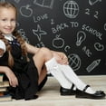 thumbnail image 3 of Girls Knee High Socks With Bows - Cotton School Uniform Long Socks for 4-12 Years, 2 Pairs, 3 of 5