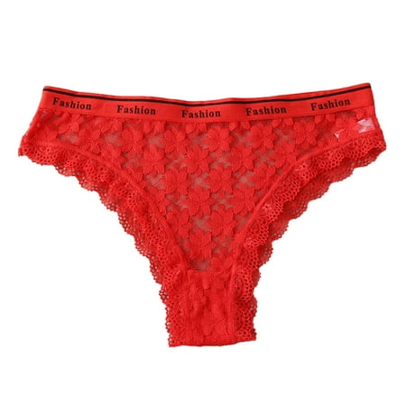 

NECHOLOGY Bikini Underwear Women Women s Stretch Bikini Panty Lace Trim 4 Colors Comfy Sexy Aprons for Women Lingerie Red Large