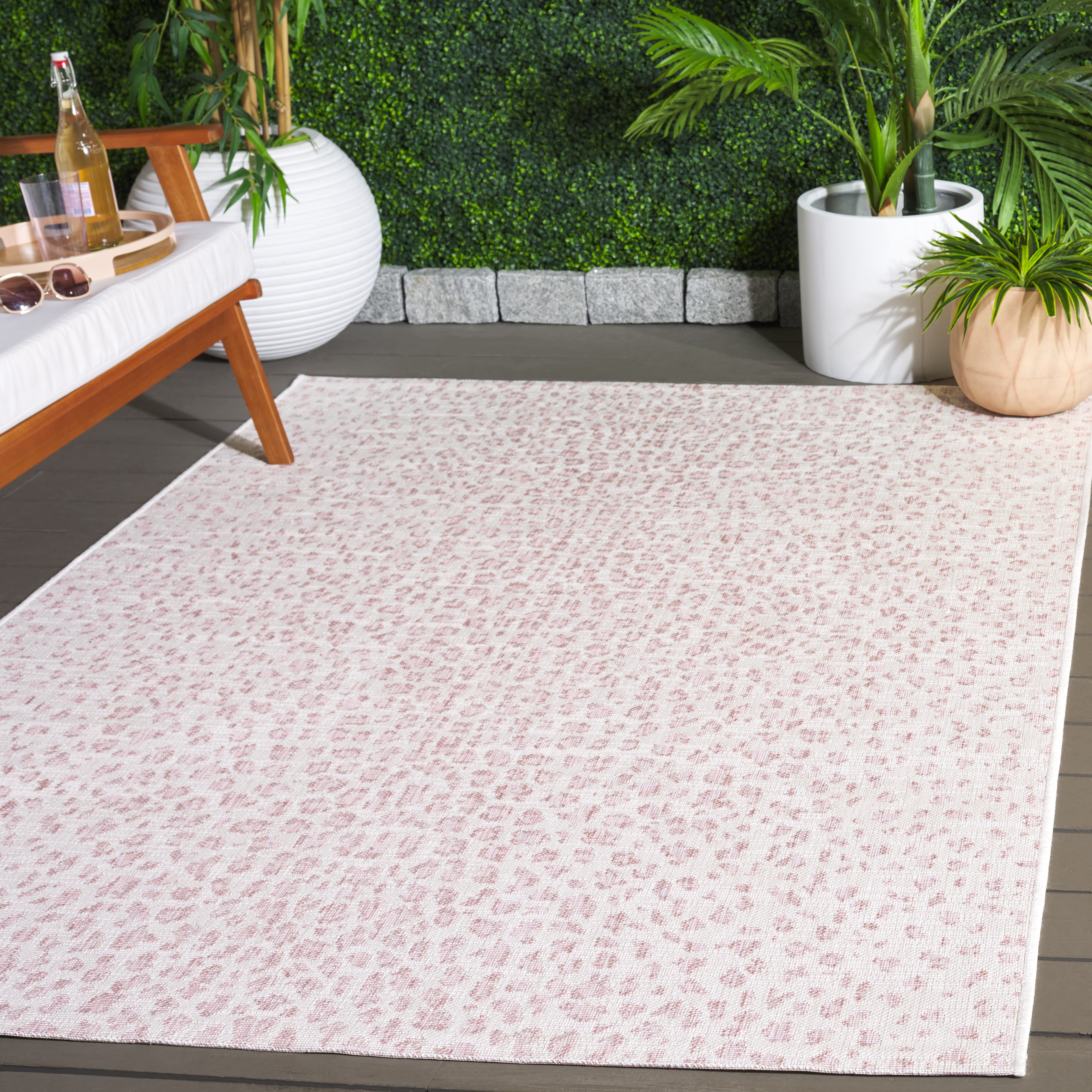 Safavieh Courtyard Karina Animal Indoor/Outdoor Area Rug, Ivory/Blush Pink, 8' x 10'