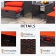 thumbnail image 7 of 5 Pieces Outdoor Patio Chairs with Ottomans, PE Wicker Rattan Outdoor Furniture w/Footstool Sets, Front Porch Furniture Set, Wicker Patio Conversation Sets for Garden Lawn Balcony, Orange, 7 of 7