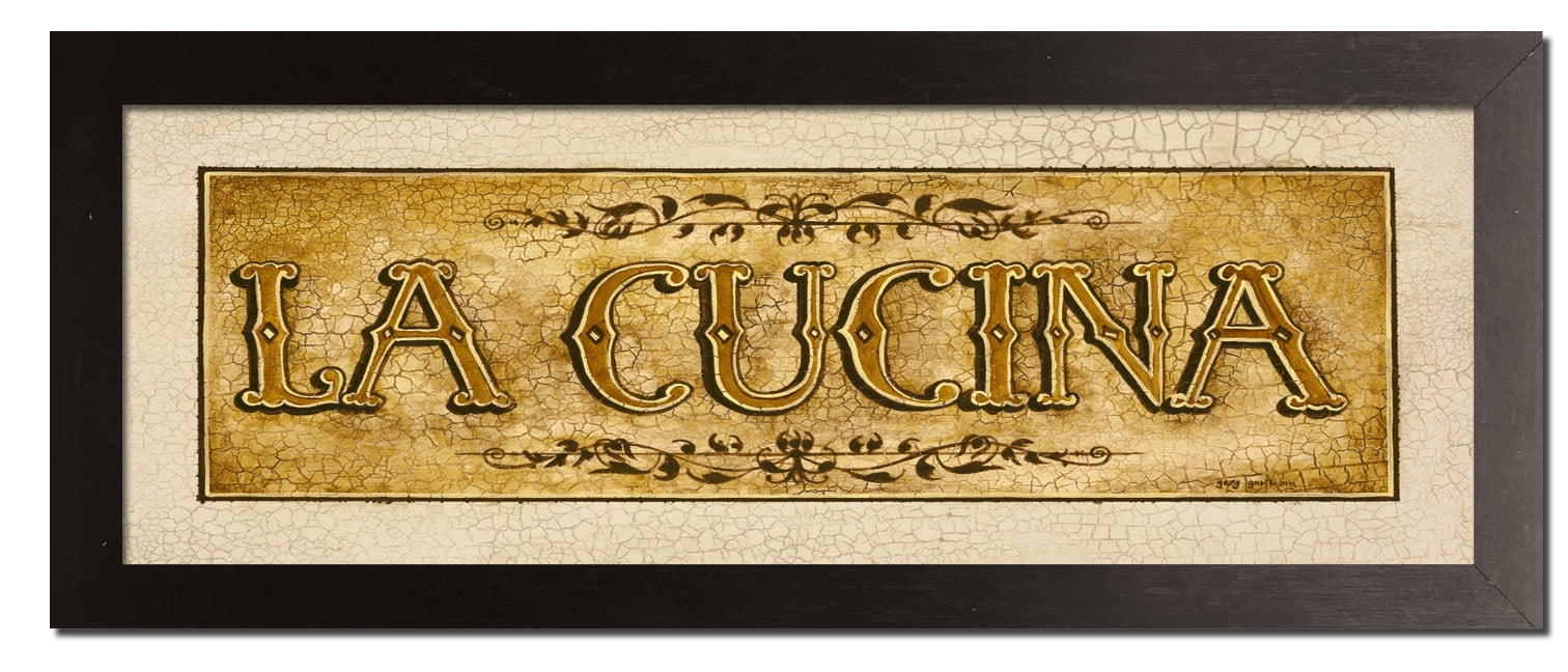 Vintage Spanish Cucina Sign Kitchen Decor One 20x8in Brown Framed Print Walmart Com Walmart Com