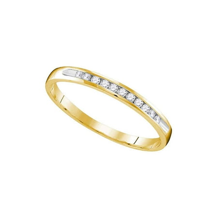Diamond Bridal Anniversary Ring 10k Yellow Gold Womens Round Diamond Wedding Anniversary Bridal Band Ring 1/10 Cttw ()