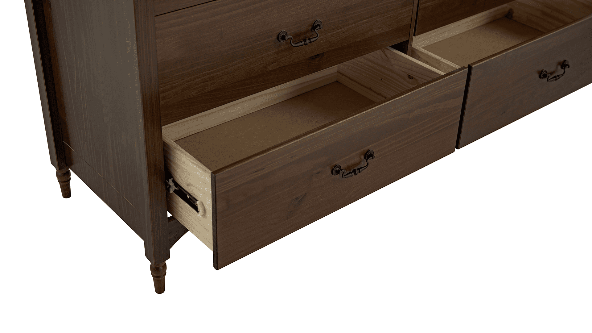 Brixton Solid Wood 6 Drawers Dresser Walnut - for Adults and Teens