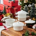 thumbnail image 2 of Mini Cocotte - 12oz Ceramic Casserole Dishes - Kitchen Casserole Sets With Handles And Lid - Small Baking Ramekins - Oven, Microwave & Dishwasher Safe - Set of 4 - Red, 2 of 9