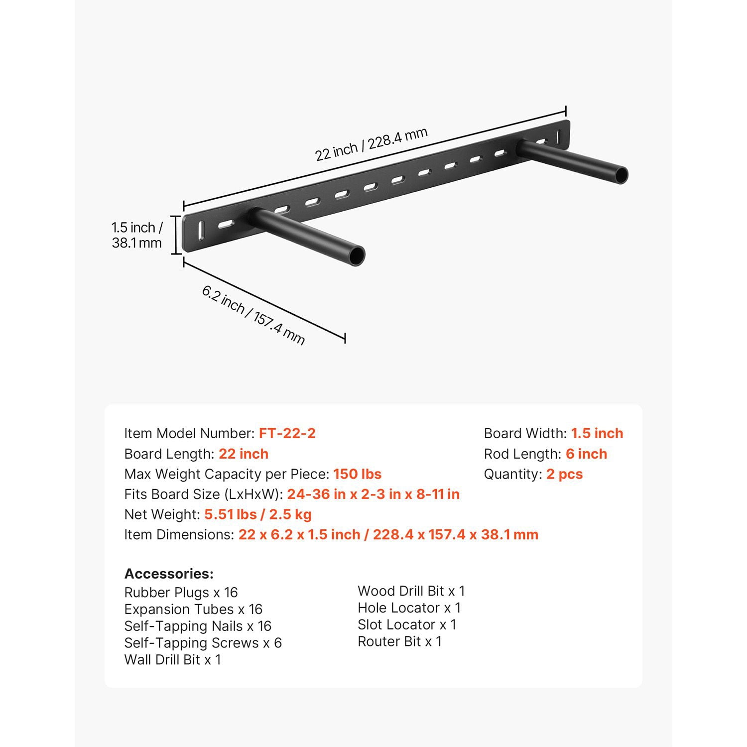 Heavy-Duty Floating Shelf Brackets 150 lbs Capacity, Concealed Design, Rust-Resistant Steel, Hidden Wall Support for Living Room Kitchen Office