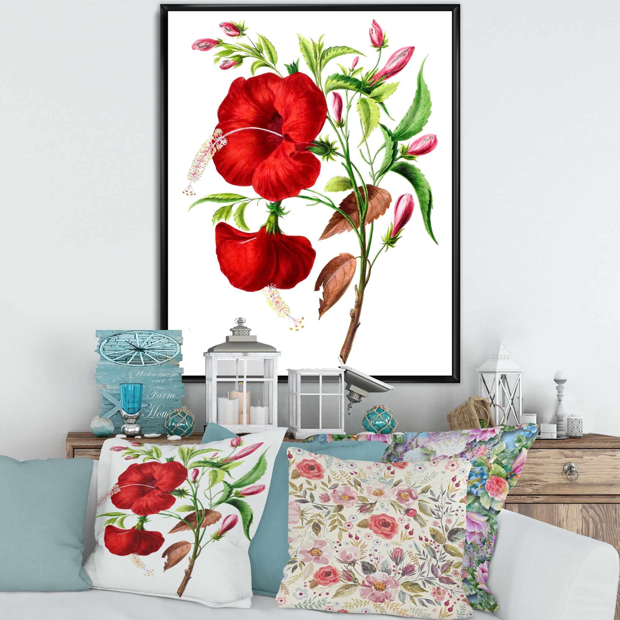 Designart 'Ancient American Flora I' Traditional Framed Canvas Wall Art Print