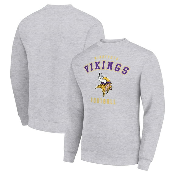 Men's Starter Heather Gray Minnesota Vikings Team Logo Pullover Sweatshirt