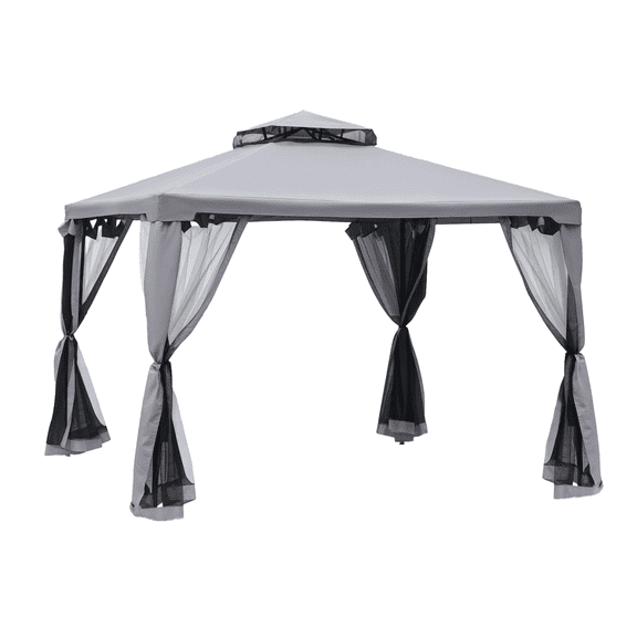 Patio Gazebo 9.6x9.6ft Outdoor Canopy Shelter, Gray Steel Frame