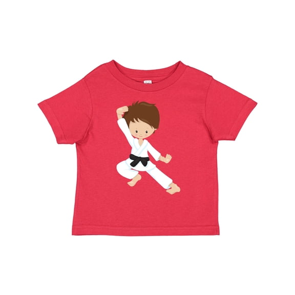 Inktastic Karate Boy, Cute Boy, Black Belt, Brown Hair Boys Toddler T-Shirt