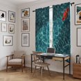 thumbnail image 5 of Teal Green Ocean Waves Kitchen Curtain for Berdoom Living Room Cafe 72 Inch Length, Red Boat Coastal Tiers Curtains Light Filtering Drapes Rod Pocket Window Treatment 2 Panels 52"Wx72"L, 5 of 8