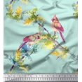 thumbnail image 1 of Soimoi Green Rayon Fabric Bulbul Bird Print Fabric by Yard 42 Inch Wide, 1 of 3