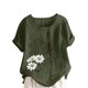 thumbnail image 1 of Vestidos Casuales Para Mujer, Blusas De Mujer De Moda Blusa informal de lino con botones y manga corta estampada para mujer, 1 of 2