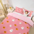 thumbnail image 2 of Homewish Funny Ghost Skull Bedding for Kids, Cute Halloween Pumpkin Duvet Cover Full, Pink Reversible, 3 Pieces, 1 Duvet Cover and 2 Pillowcases, 2 of 6