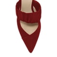 thumbnail image 3 of FSJ Women Chic Crystal Chunky Low Heel Mule Elastic Strap Pointy Close Toe Sandal Slip On Backless Slippers Slides Shoes Size 13 Red, 3 of 4